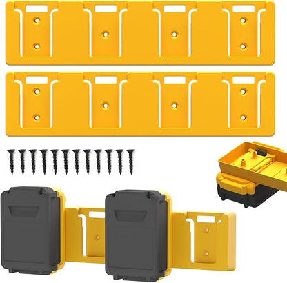 Battery Rack Compatible with DeWalt 20V Battery Holder, Mount 4 Slot Bulk by SZWJT-LV