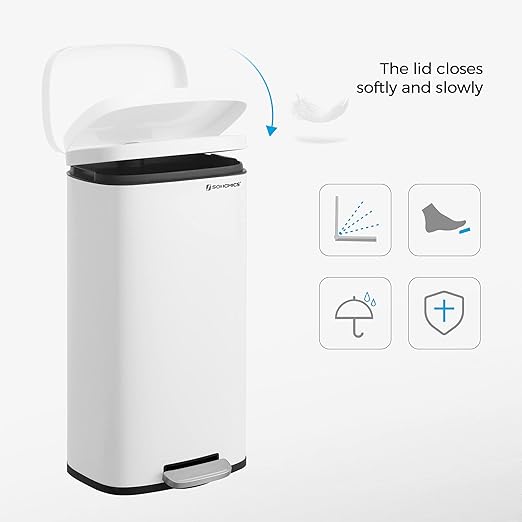 SONGMICS Trash Can with Lid, 8 Gallon Garbage Can, Stainless Steel Small Waste - Image 7