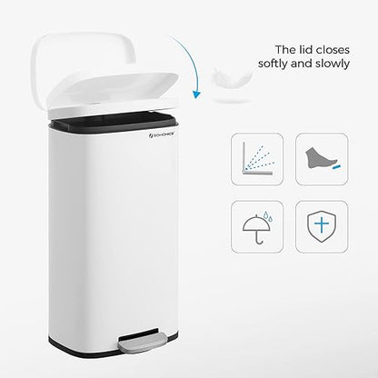 SONGMICS Trash Can with Lid, 8 Gallon Garbage Can, Stainless Steel Small Waste - Image 7