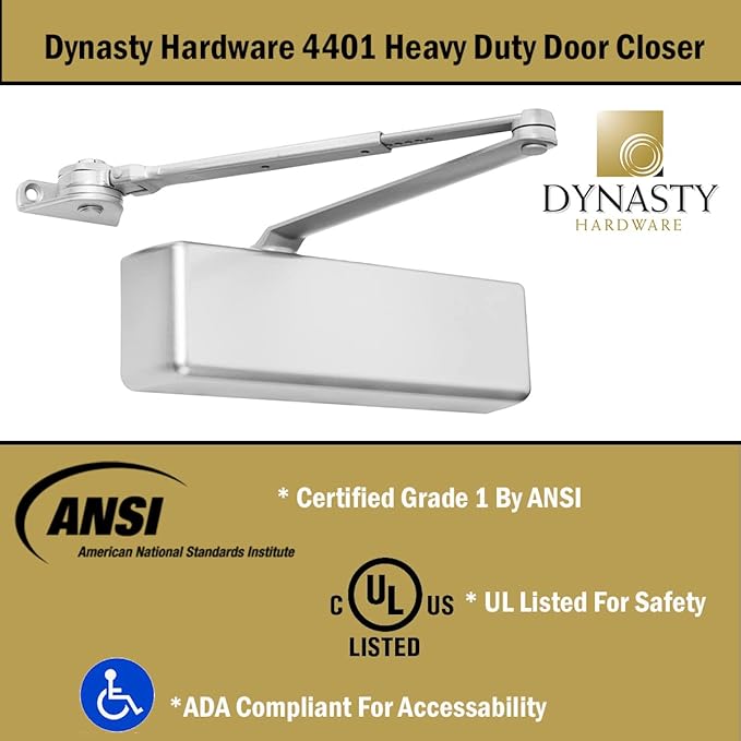 Dynasty Hardware Door Closer, Grade 1 Heavy Duty Commercial Hydraulic Closer & - Image 6