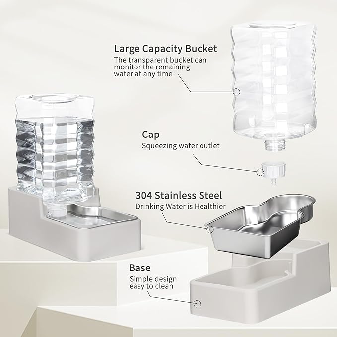 RIZZARI Stainless Steel Pet Water Feeder: 9L Gravity Leak-Proof Auto Refill - Image 3