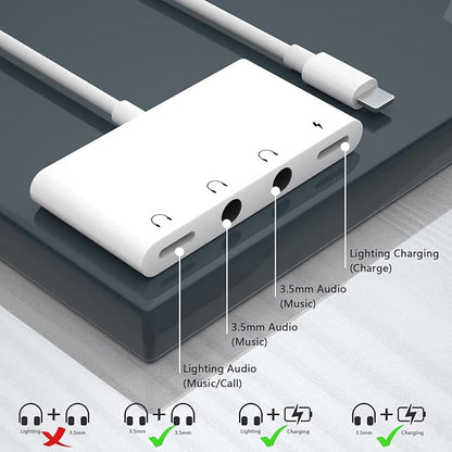 Unitrox 4 in 1 Headphone Splitter, iPhone Headphone Adapter + Dual 3.5mm - Image 3