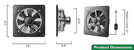 12 Inch Window Exhaust Wall Mounted Ventilation Basement Extractor Industrial - Image 3