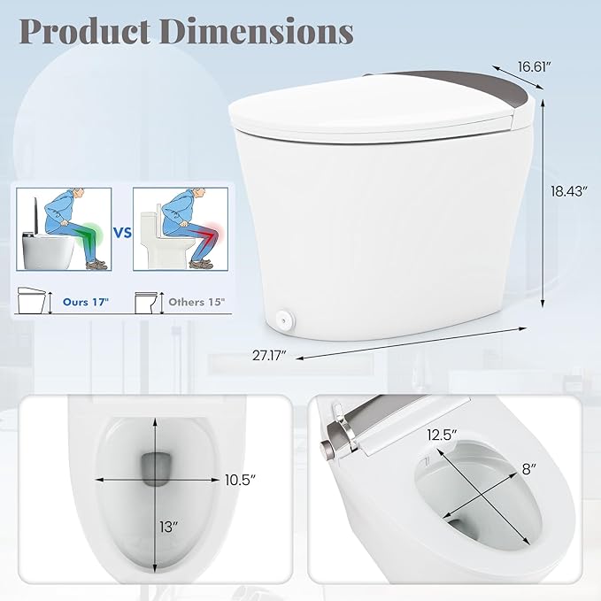 Giantex Smart Toilet, Elongated Bidet Toilet - Image 6