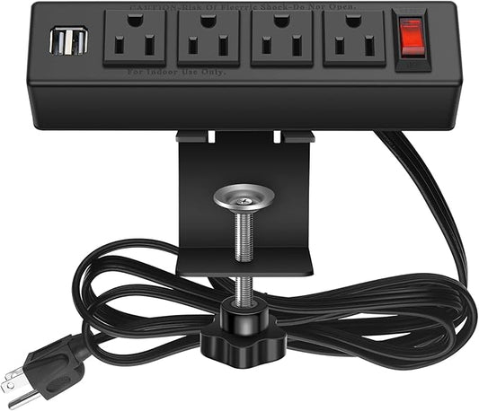 HHSOET Desk Clamp Power Strip, Desktop Power Outlet Clamp Mount by HHSOET