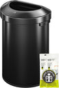 EKO Urban 21 Gallon Semi-Round Open Top Waste Bin, Stainless Steel Half Round by EKO
