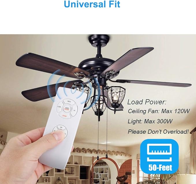 LPHUMEX Universal Ceiling Fan Remote Control Kit, 3-in-1 AC Motor Ceiling Fan - Image 2