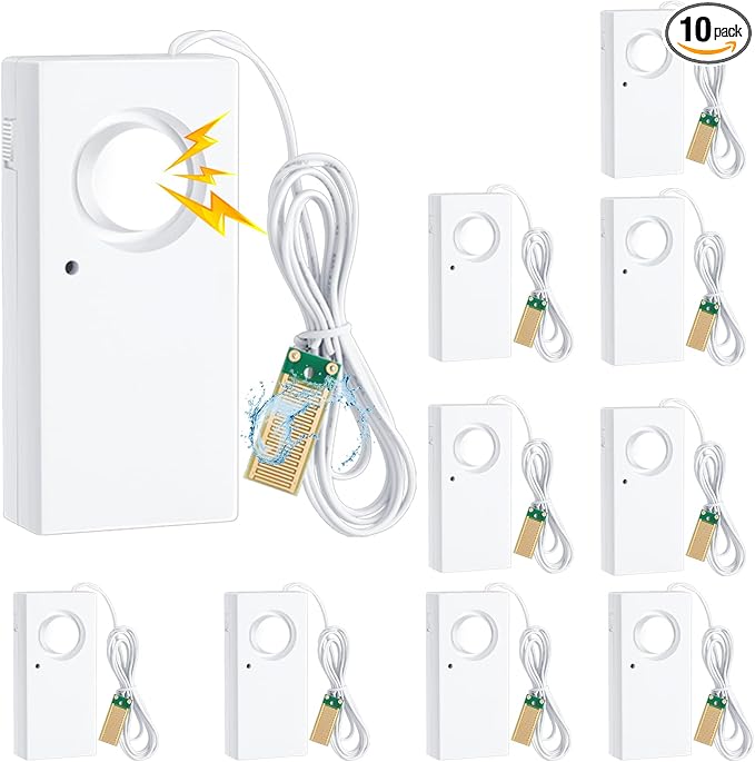 Hoteam 10 Pcs Water Sensor Alarm Leak Detector 120db Water Leak Alarm 9v by Hoteam