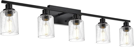 WINSHEN 40 Inches Length Black Bathroom Lighting Fixtures, 5-Light Modern by WINSHENLighting