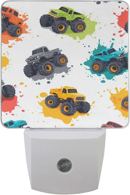 Pigsaly Led Night Light Fiery Paint Splashes Colorful Monster Trucks Night by Pigsaly
