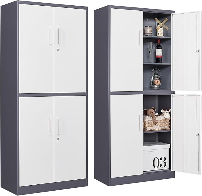 SISESOL Storage Cabinets With Doors And Shelves, Adjustable Layers by SISESOL