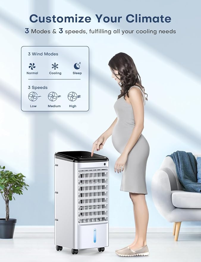 CENSTECH 4-IN-1 Portable Air Conditioners, Evaporative Air Cooler w/3Modes & - Image 3