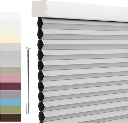 Tonature Custom Size Cellular Shades Cordless Blackout Roller Shades Bottom up Pleated Window Blinds Waterproof Thermal Insulated Honeycomb Blinds for Windows, Home and Office Dark Grey
