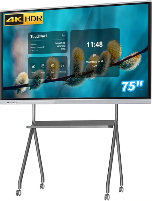 75" Touchscreen Monitor Smart Board, 4K Interactive Presentation Electronic by TouchWo