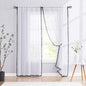 Treatmentex Black and White Sheer Curtains for Living Room 95" Long Linen Curtain Draperies for Nursery Room Decorative Pompom Voiles 2 Panels
