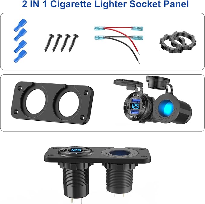 12V USB Outlet Marine Switch Panel Plug, PD3.0 and Dual QC3.0 USB Ports - Image 6
