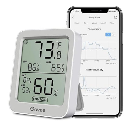 Govee Bluetooth Digital Hygrometer Indoor Thermometer, Room Humidity and by Govee