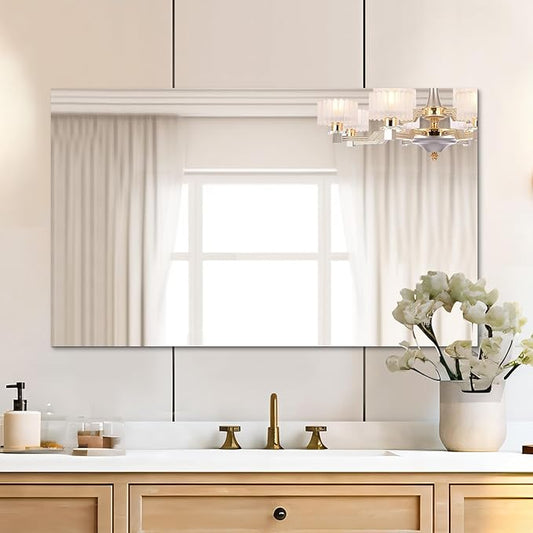 Mirrorons Frameless Mirror, Wall Mirror 48" x 30", Modern Bathroom Mirrors by Mirrorons