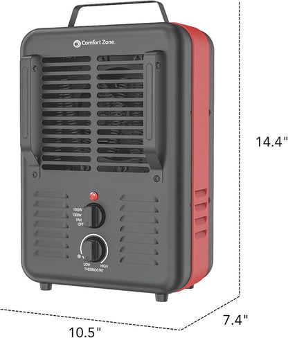 Comfort Zone Utility Space Heater, 1500W Electric Garage Heater - Image 8