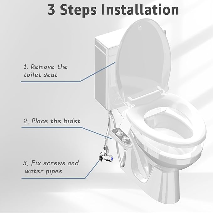 Bidet Attchment for Toilet Grey, Cold Water No-Electric, 3 Wash Modes，Dual - Image 6