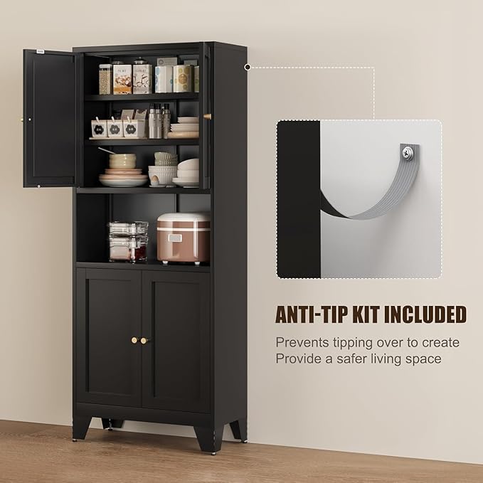 Metal Pantry Storage Cabinet, Microwave Stand - Image 6