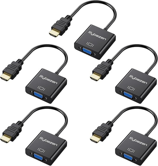 HDMI to VGA Adapter 5 Pack, Compatible by Digitconvert
