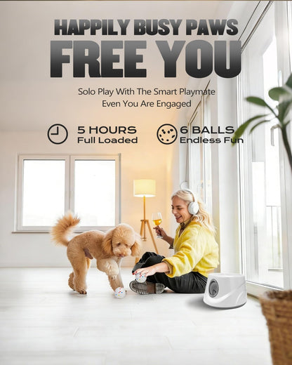automatic ball thrower for dogs, ball launcher for, side view