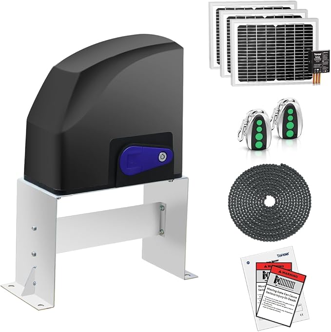 TOPENS DKC500S Solar Sliding Gate Opener Chain Drive Automatic Gate Motor by TOPENS