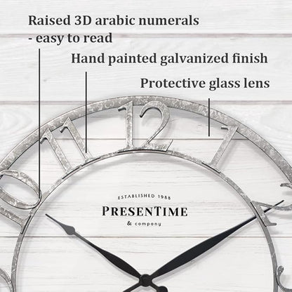 Presentime & Co 21" Farmhouse Series Wall Clock, Shiplap Style, Raised 3D - Image 3