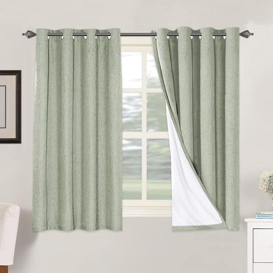 H.VERSAILTEX Linen Blackout Curtains 54 Inches Long 100% Absolutely Blackout by HVERSAILTEX