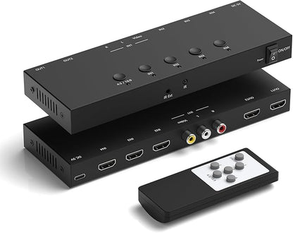 Dingsun 3 Way HDMI 2.0+ RCA to 2 Way HDMI Converter by Dingsun