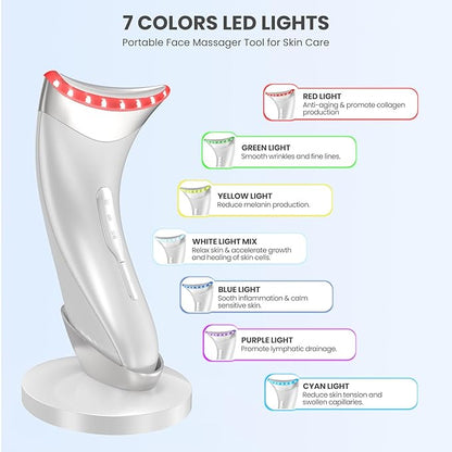 7 Color Light Face and Neck Massager Tool of Double Chin Reducer, Facial - Image 4