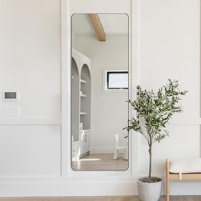 ANDY STAR 18" x 48" Full Length Wall Mirror, Large Brushed Nickel Mirror - Image 2