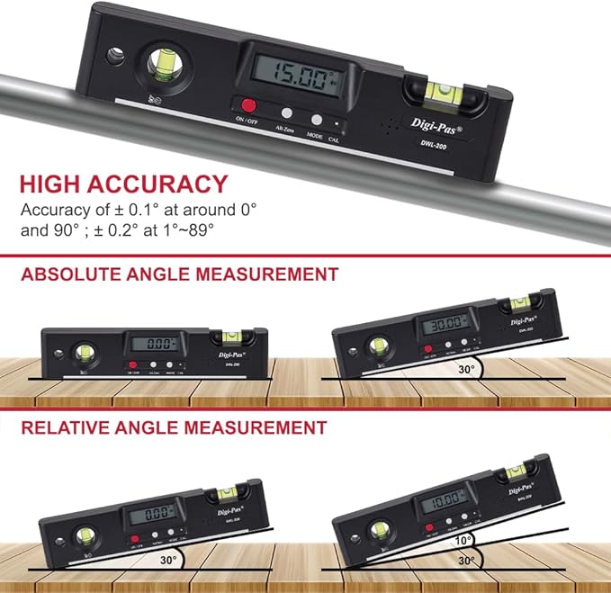 Digi-Pas DWL200 Electronic Torpedo Level, Protractor, Angle Gauge, Angle Finder - Image 3