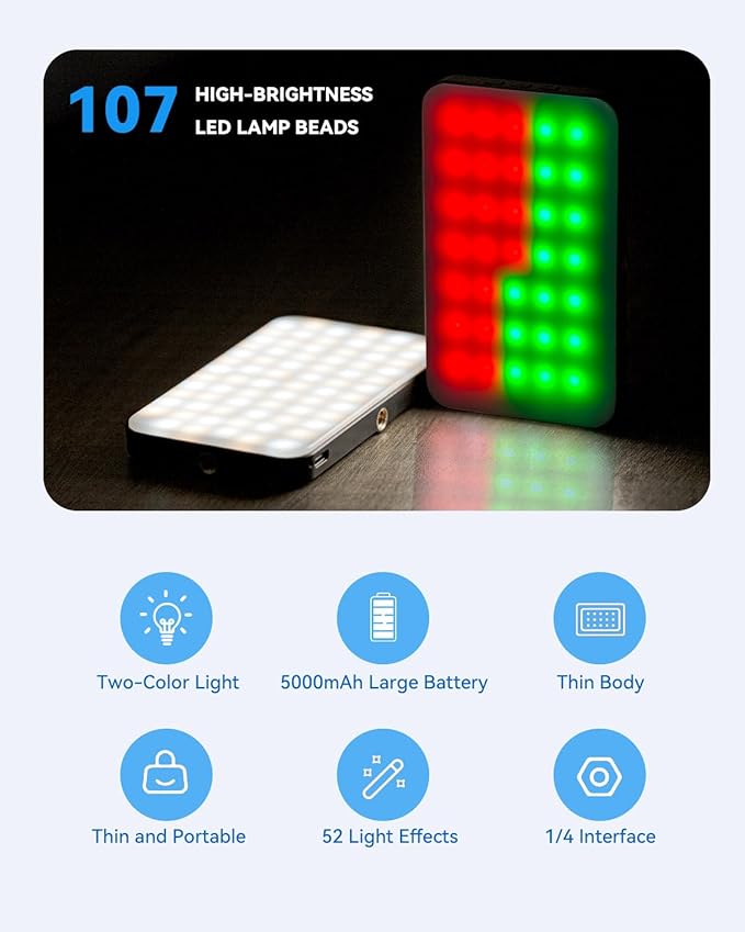 5000 mAh Portable Selfie Light for iPhone: RGB Rechargeable Phone Fill Lights - Image 4