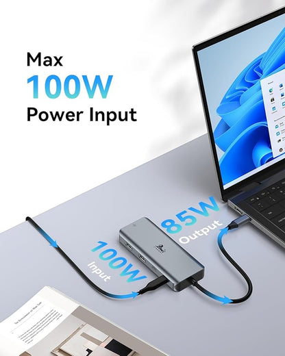 LIONWEI 9 in 1 Laptop Docking Station, Dual HDMI, 100W PD, USB C 3.0, USB C Hub - Image 4