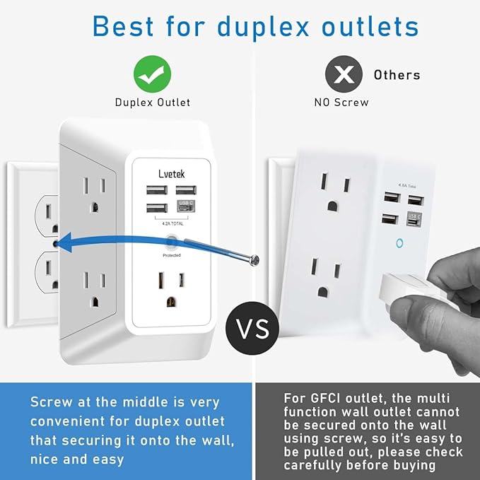 5 Outlet Extender Multi Plug Wall Outlets - Image 5