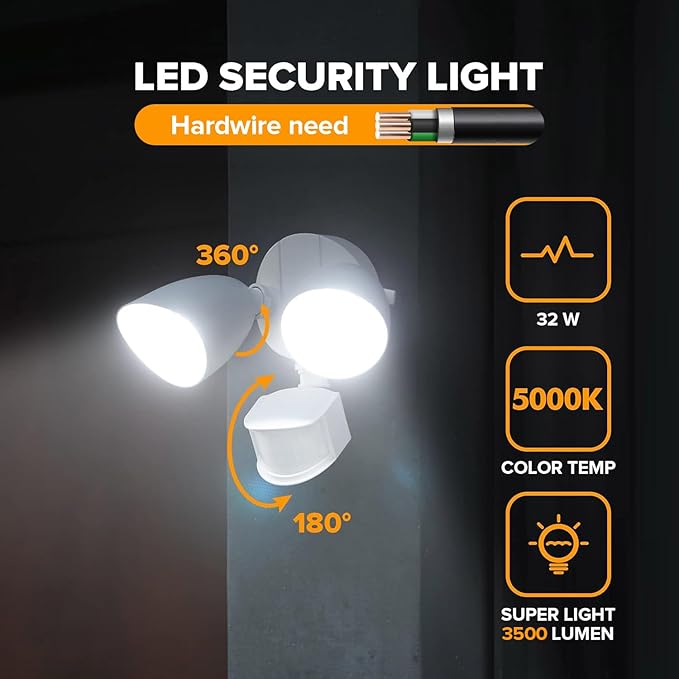 LUTEC 32W 3500 Lumen LED Security Lights Motion Sensor Light Outdoor, 5000K - Image 2