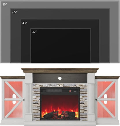 QUW Electric Fireplace TV Stand, Modern TV Console Table - Image 3