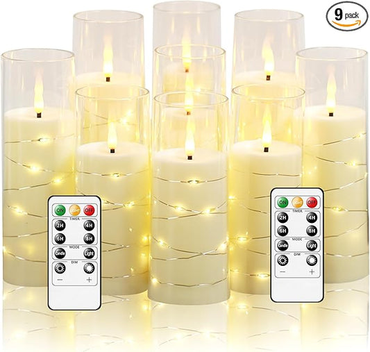 Flickering Flameless LED Candles, Battery Operated Candles 9 Pcs by Nimiko