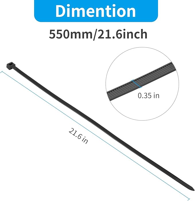 XINGO 22 inch White Zip Ties Heavy Duty 100 PCS, 200 LBSUltra Strong Plastic - Image 2