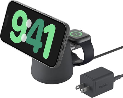 Belkin 2-in-1 Qi2 Wireless Charging Dock 15W Fast Charge iPhone Charger by Belkin