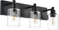 TODOLUZ Industrial Wall Sconce Lighting in Matte Black Finish, 3-Light Bathroom by TODOLUZ
