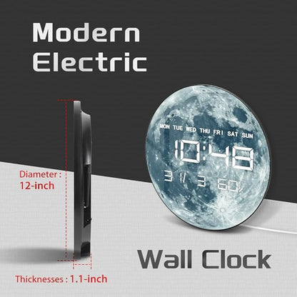 Timethink 12'' Full Moon Digital Wall Clock - Image 2