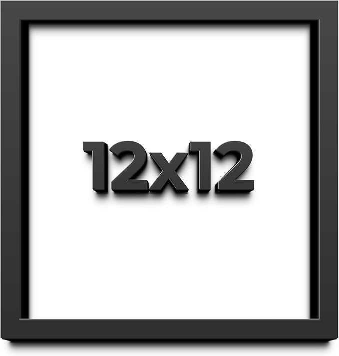 12x12 Shadow Box Frame Black | 1 Inch Deep Solid Wood Shadowbox Display Frame | by CustomPictureFrames
