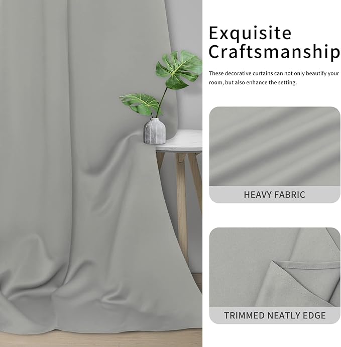 Easy-Going Blackout Curtains for Bedroom, Solid Thermal Insulated Grommet and - Image 5
