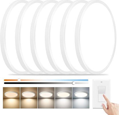 6PK 15.8 Inch Dimmable LED Flush Mount Ceiling Light, by FY+WISDOM+FLY+LIGHTING