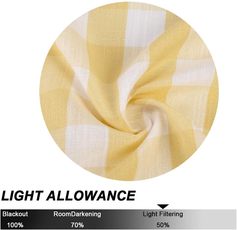 Gingham Buffalo Check Autumn Yellow Cafe Kitchen Curtain Valances, Plaid Design Thick Yarn Dyed Fabric Rod Pocket Valance Curtains for Bathroom, Living Room, 55" x 15", Yellow/White | Café Kitchen Curtains,Buffalo Checkered,Gingham Geo,Rustic Yarn Dyed