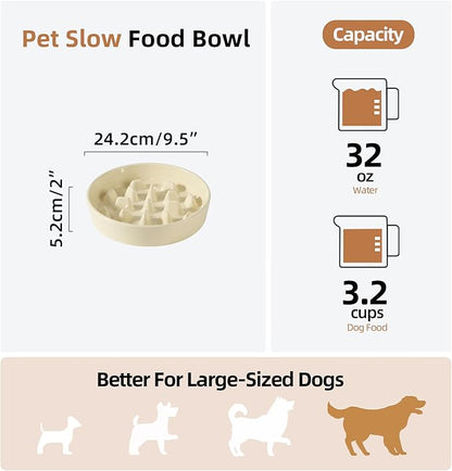 Ceramic 3.2 Cup Dog Bowl Slow Feeder, 9.5 inch Slow Pet Food Dish - Image 2
