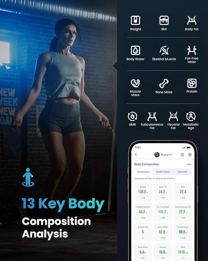 RENPHO Bluetooth Body Fat Scale, Digital Weight Scale Bathroom Smart Body - Image 2